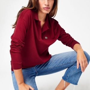 Polo Lacoste femme bordeaux manches longues