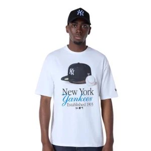 TSHIRT NEW ERA TEE SCRIPT GRAPH NY YANKEES BLANC