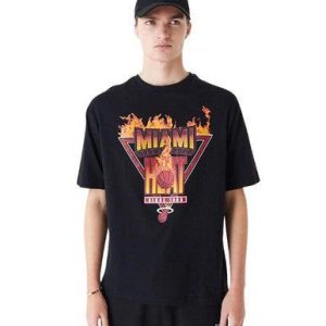 T-shirt Oversize Miami Heat NBA Flame Graphic NOIR