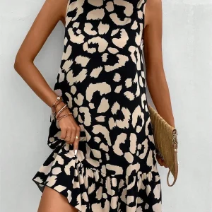 AVP PASSION: Leopard Print Sleeveless A-Line Summer Mini Dress