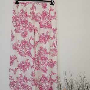 AVP PASSION Pantalon femme viscose vintage floral roses pivoines confortable et extensible