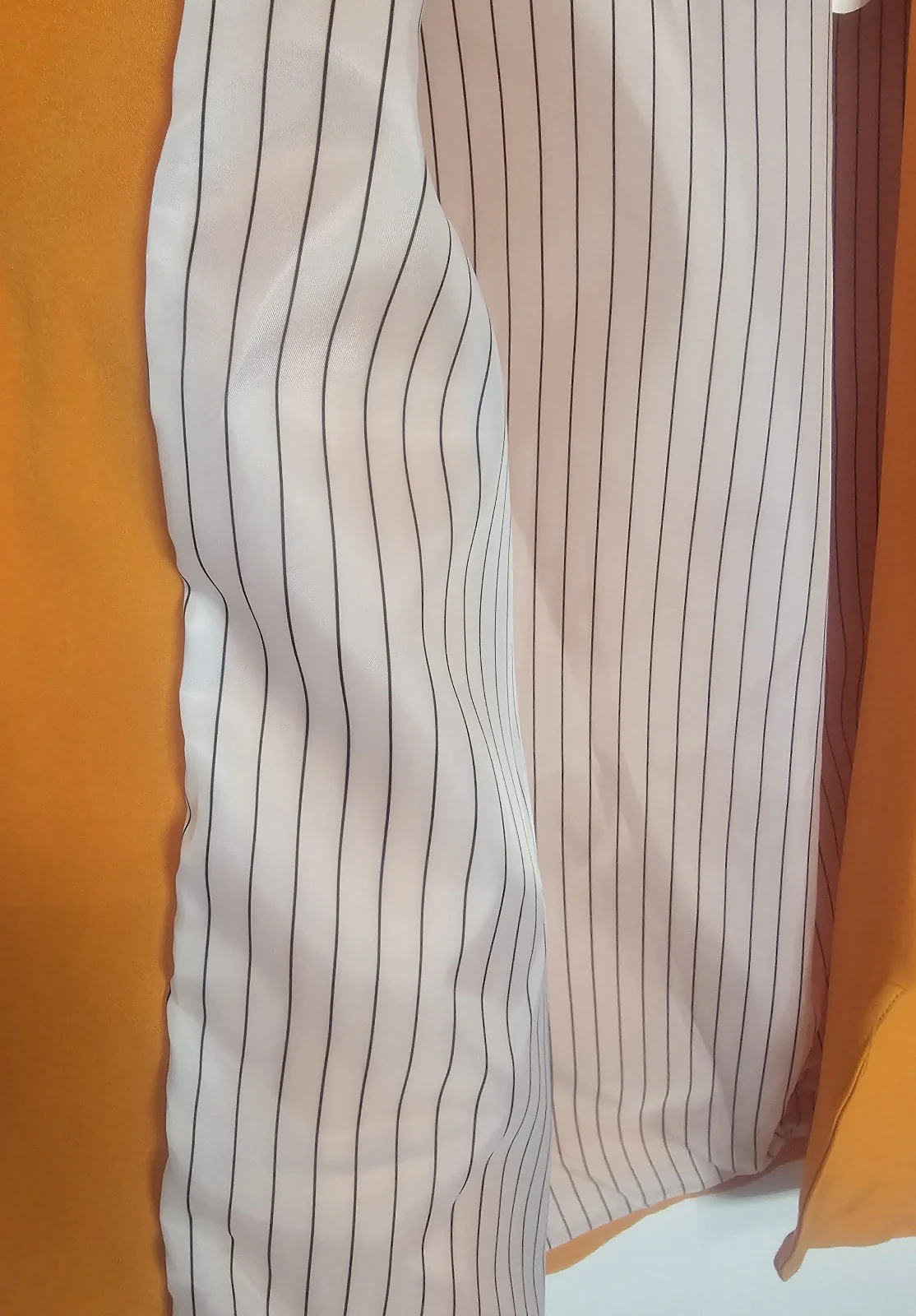 AVP PASSION Blazer Femme Élégant Orange Doux à Manches Longues Coupe Droite avec Doublure Rayée & Fausses Poches Avant – Tissu Léger et Confortable – Look Chic Décontracté – Image 7