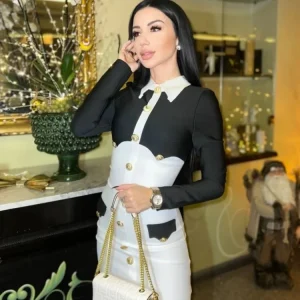 AVP PASSION: Sexy Patchwork Notched Black Bandage Dress