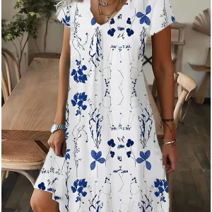 AVP PASSION: Paisley Tie-Dye T-Shirt Dress with V-Neck