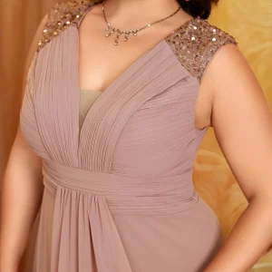 AVP PASSION – Robe Longue Col V Pailletée en Mousseline