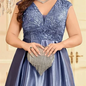 AVP PASSION – Robe de Soirée Satin Doré Pailletée